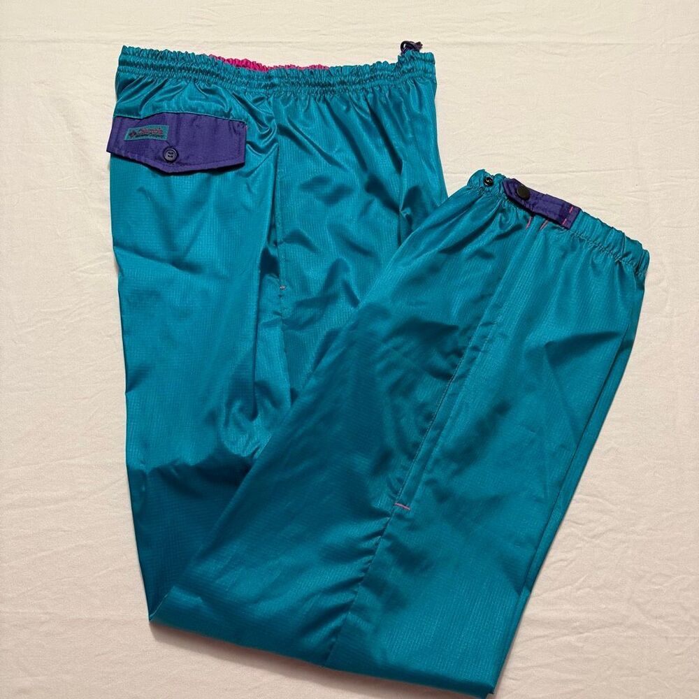 Vintage Columbia Ski Pants 1994 | Teal Purple Colorblock | Nylon Snow | Men’s M